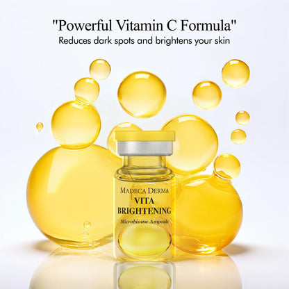 MADECA DERMA Vita Brightening Microbiome Ampoule – Brightening with Vitamin C & E, Hyaluronic Acid & Antioxidants (5 x 0.23 fl oz)