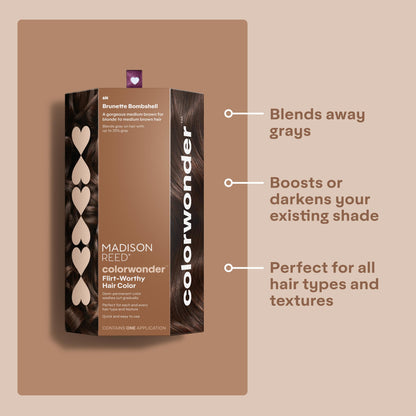 Madison Reed ColorWonder Demi-Permanent Hair Color 6N Brunette Bombshell – Ammonia-Free, Pack of 2