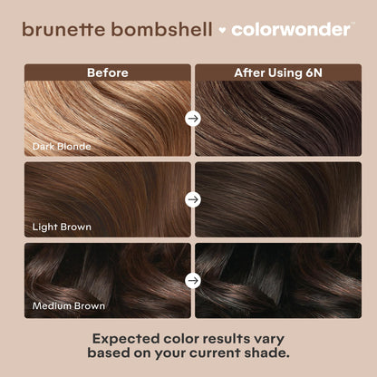 Madison Reed ColorWonder Demi-Permanent Hair Color 6N Brunette Bombshell – Ammonia-Free, Pack of 2