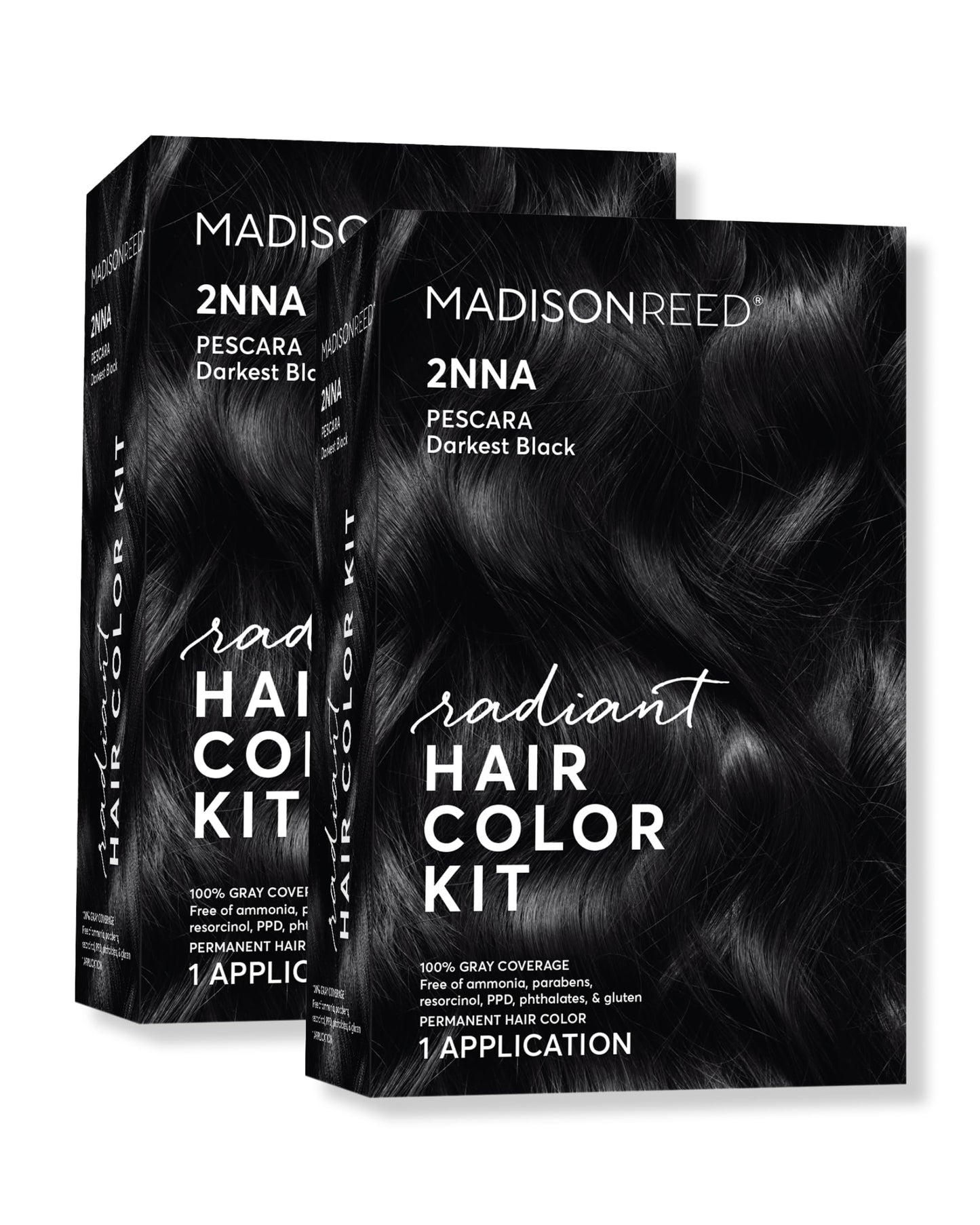 Madison Reed Radiant Hair Color Kit 2NNA Darkest Cool Black with Ash Undertones (Pescara Black) – 2 Pack | Ammonia-Free, 8-Free Formula