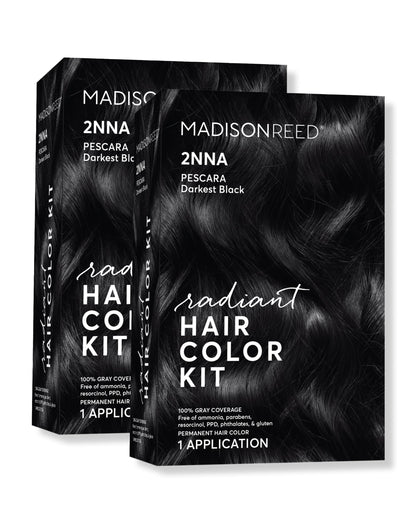 Madison Reed Radiant Hair Color Kit 2NNA Darkest Cool Black with Ash Undertones (Pescara Black) – 2 Pack | Ammonia-Free, 8-Free Formula