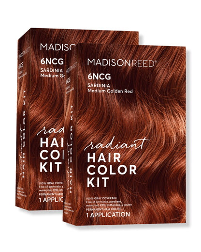 Madison Reed Radiant Hair Color Kit 6NCG - Medium Golden Red with Copper Tones Sardinia Red - 2 Pack