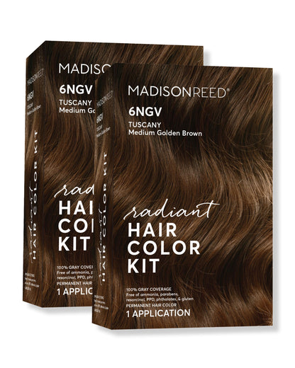 Madison Reed Radiant Hair Color Kit - 6NGV Medium Golden Brown (Tuscany Brown) – 2 Pack, PPD-Free & Ammonia-Free