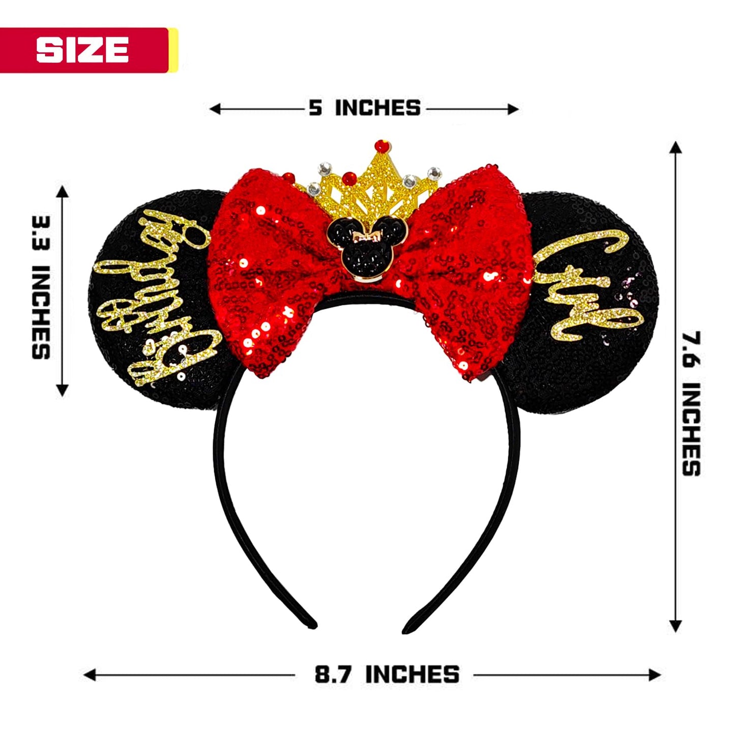 MADO Birthday Girl Mouse Ear Headband – Black BDG-MC | Lightweight Party Accessory for Women & Girls