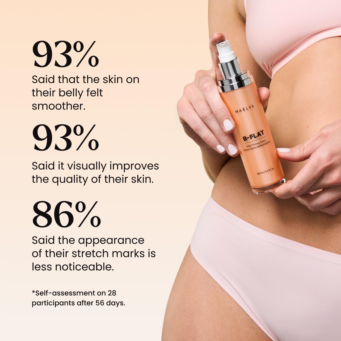 MAËLYS B-FLAT Belly Firming Cream - Postpartum Skin Tightening & Moisturizing (3.4 Fl Oz)