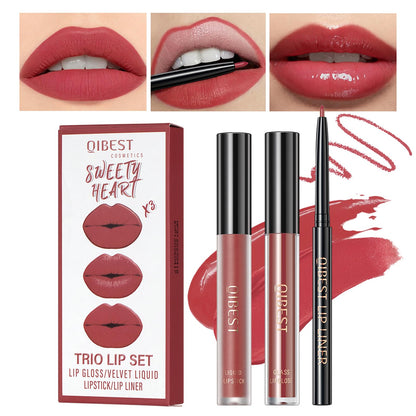 MAEPEOR All In One Lip Kit 3-in-1 Lip Liner, Lip Gloss & Lipstick Set (Kit 04 Sweety Heart)