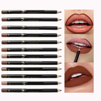 MAEPEOR Nude Lip Liner Set – 12 Highly Pigmented, Long-Lasting, Waterproof Matte Lip Liners (Color 01)
