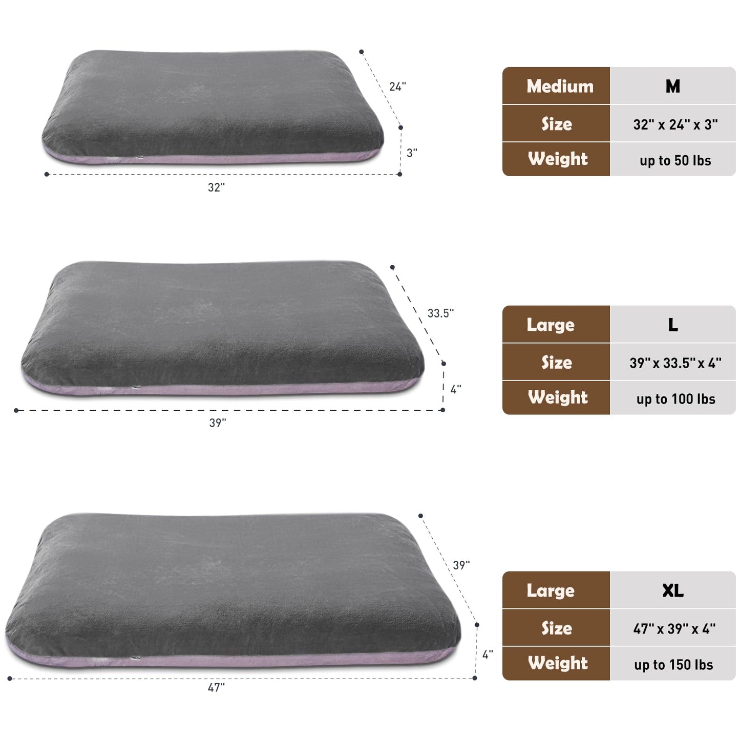 Magic Dog Super Soft Large Dog Bed – 39-Inch Orthopedic Foam Bed with Anti-Slip Bottom, Removable Washable Cover (Grey)