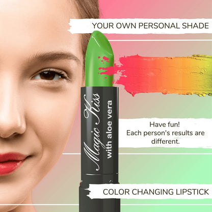 Magic Kiss Color Changing Matte Lipstick Set – 2 Pack (Yellow & Red) | Aloe Vera Hydrating, Long-Lasting, Made in USA