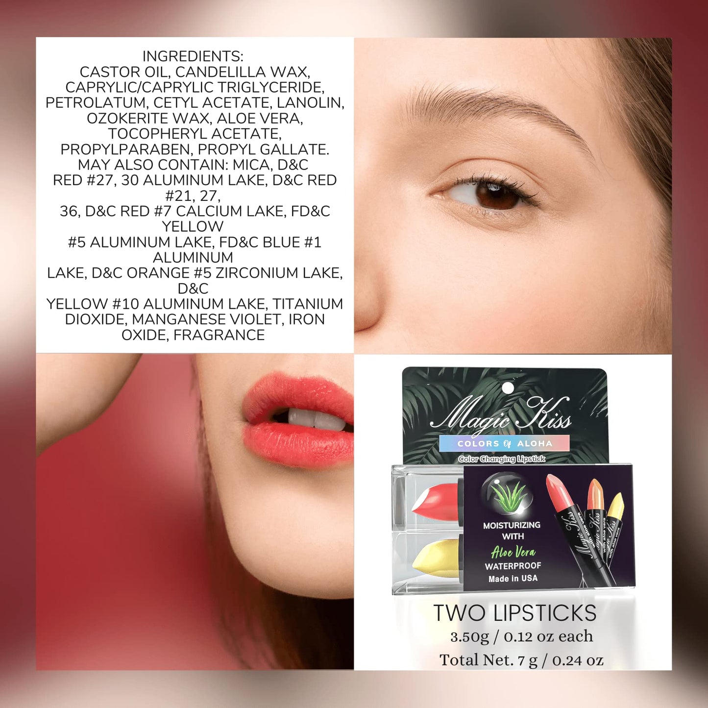 Magic Kiss Color Changing Matte Lipstick Set – 2 Pack (Yellow & Red) | Aloe Vera Hydrating, Long-Lasting, Made in USA