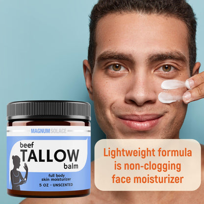 Magnum Solace Beef Tallow Skin Balm – 2-Ingredient Unscented Moisturizer, 5 oz