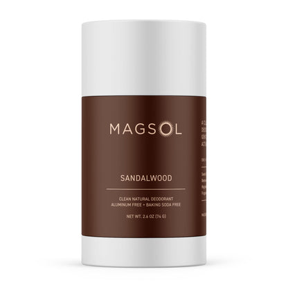 MAGSOL Magnesium Deodorant for Men – Aluminum-Free, Baking Soda-Free, Sandalwood, 2.6 oz