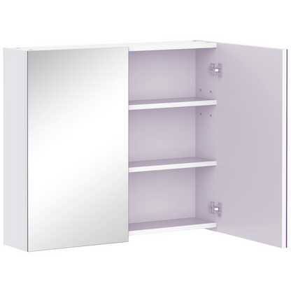 HOMCOM Wall Mounted Bathroom Mirror Storage Cabinet w/ Door Adjustable Shelf
