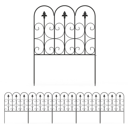 Outsunny 5PCs Decorative Garden Fencing Metal Border Edging