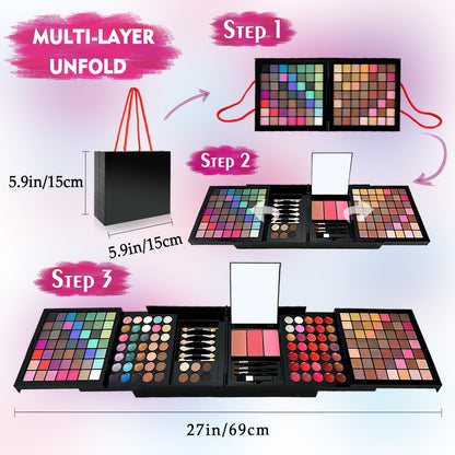 MAIRA 177-Color All-in-One Makeup Palette with 10 Brushes – Portable Case & Complete Beauty Set