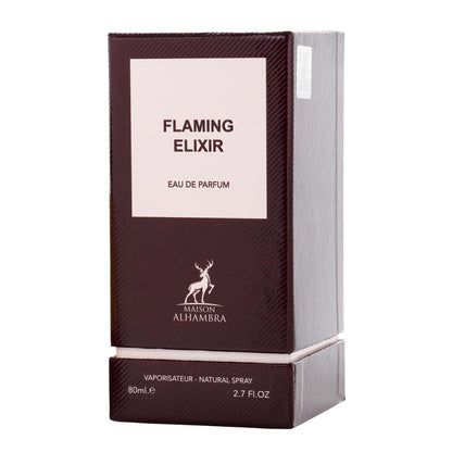 Maison Alhambra Flaming Elixir Eau de Parfum – Unisex, Long-Lasting, Fruity Smoky Leather Woody, 80 ml