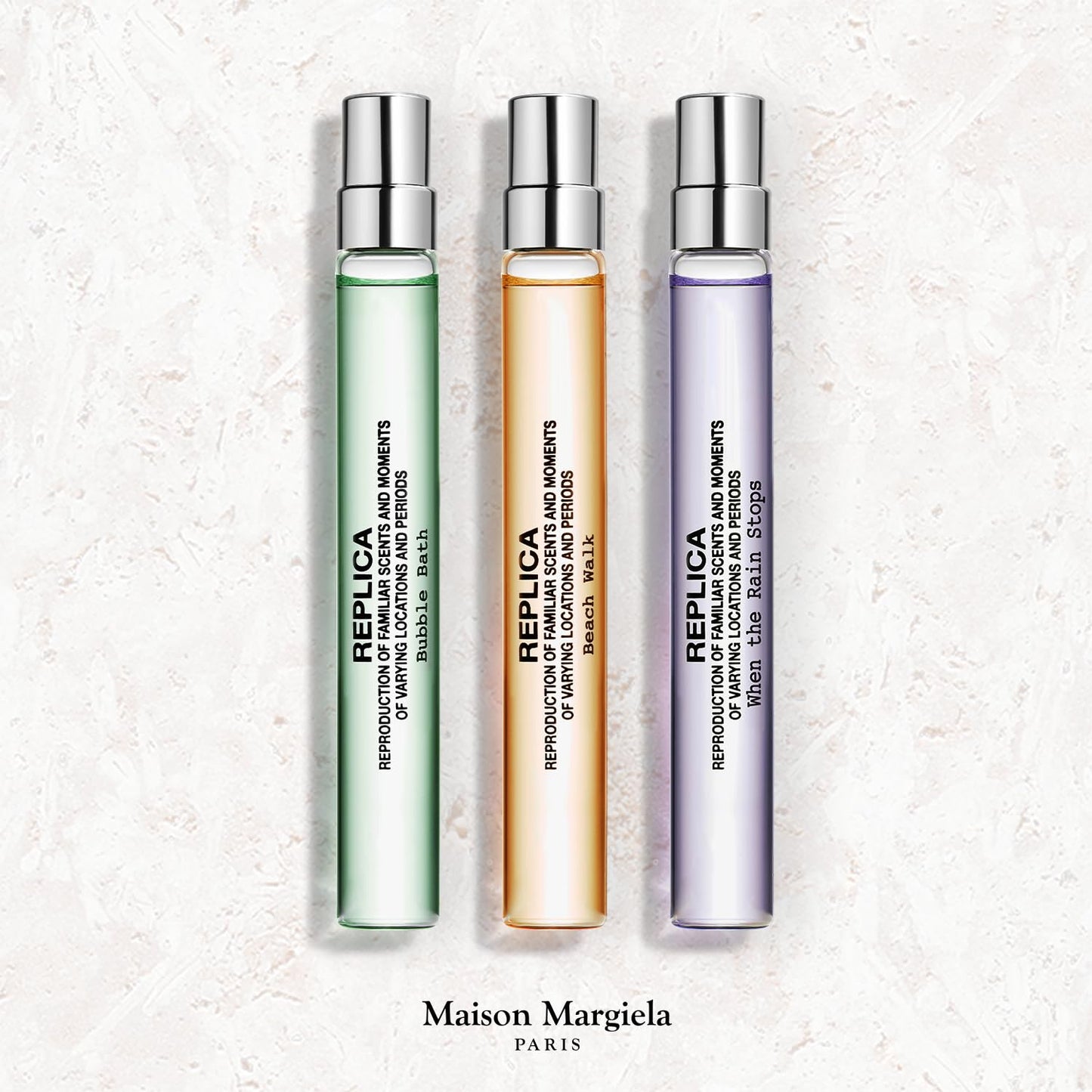 Maison Margiela Replica Fresh Fragrance Travel Set – Trio Discovery (When The Rain Stops, Bubble Bath, Beach Walk) 0.3oz Each