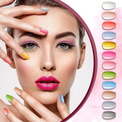 Maitys 720-Piece 30-Set Medium Square Ballerina Press-On Nails – Glossy Solid Colors