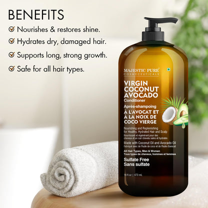 Majestic Pure Avocado Coconut Conditioner – Gentle, Vitamin-Enriched Hair Care