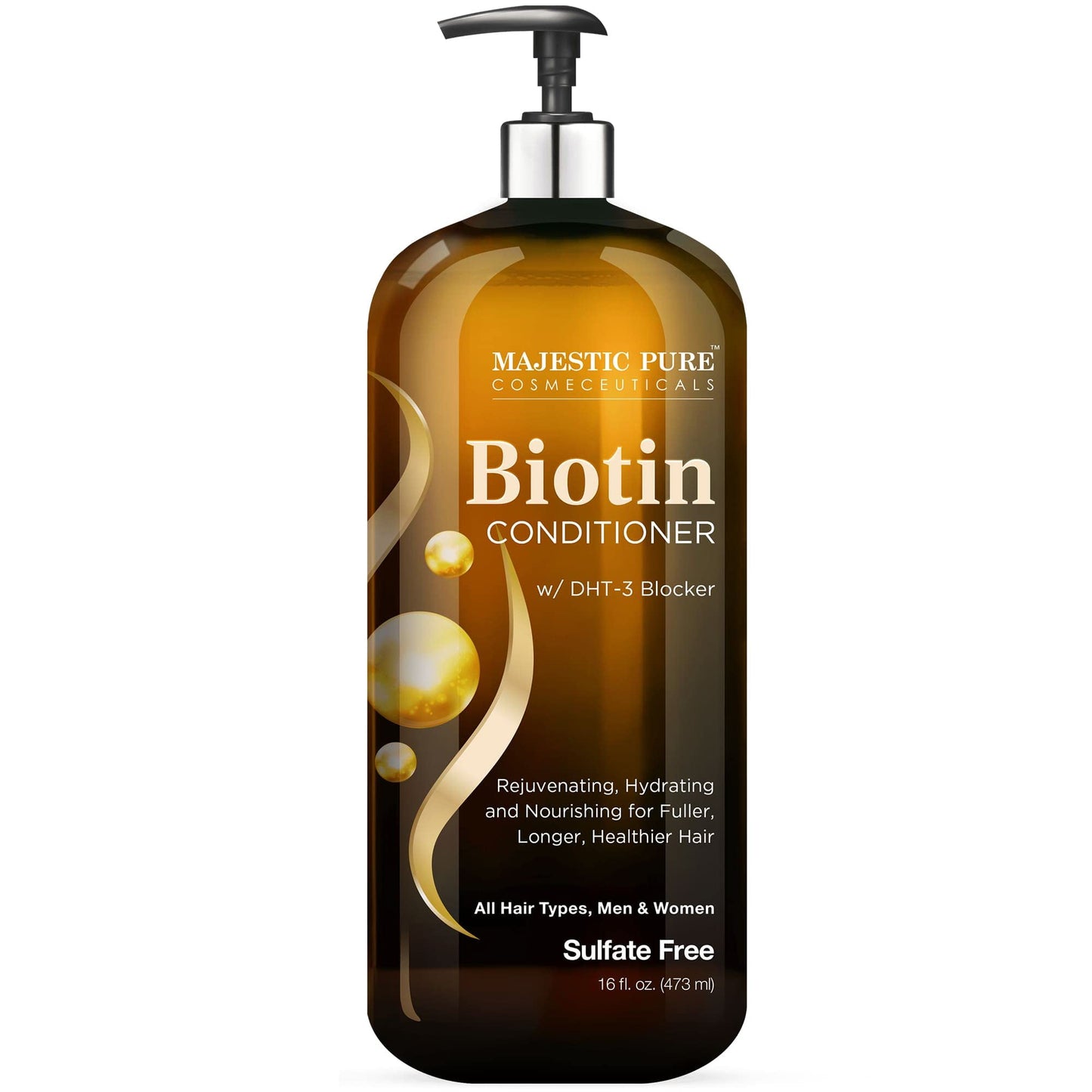 Majestic Pure Biotin Conditioner for Hair Loss – Thickening & Volumizing, DHT-3 Blocker, Keratin & Rosemary Oil, Sulfate Free, All Hair Types, 16 fl oz