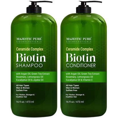 Majestic Pure Biotin Shampoo & Conditioner Set with Ceramide Complex – Sulfate Free, Color Safe