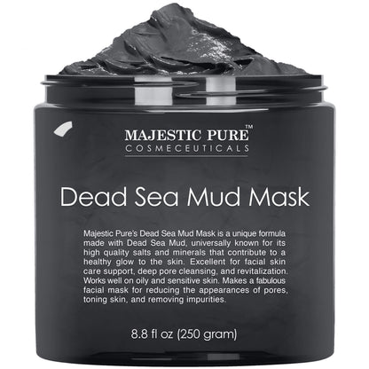 Majestic Pure Dead Sea Mud Mask – Natural Face Care for Pore Refinement and Clearer-Looking Skin (8.8 oz)