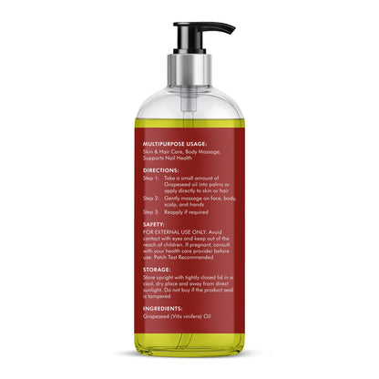 Majestic Pure Grapeseed Oil - 100% Pure & Natural, Cold-Pressed Carrier Oil for Skin, Hair & Body - 16 Fl Oz