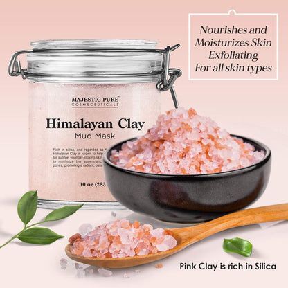 Majestic Pure Himalayan Clay Mud Mask – Exfoliating Face & Body, Pore Refining, 10 oz