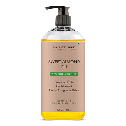 Majestic Pure Sweet Almond Oil — Cold-Pressed, Triple A Grade, Spanish Origin, 16 fl oz