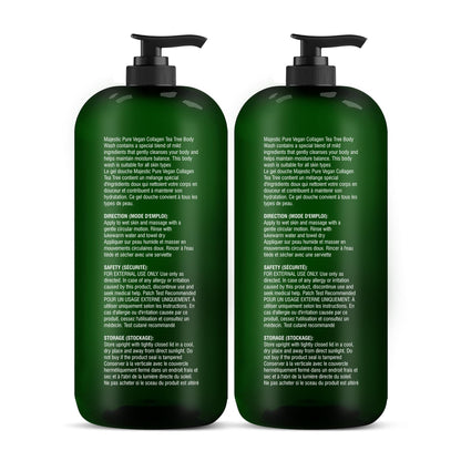 Majestic Pure Tea Tree Body Wash - Soothe Dry Skin & Irritation - Cruelty-Free, Sulfate-Free (16 fl oz Pack of 2)