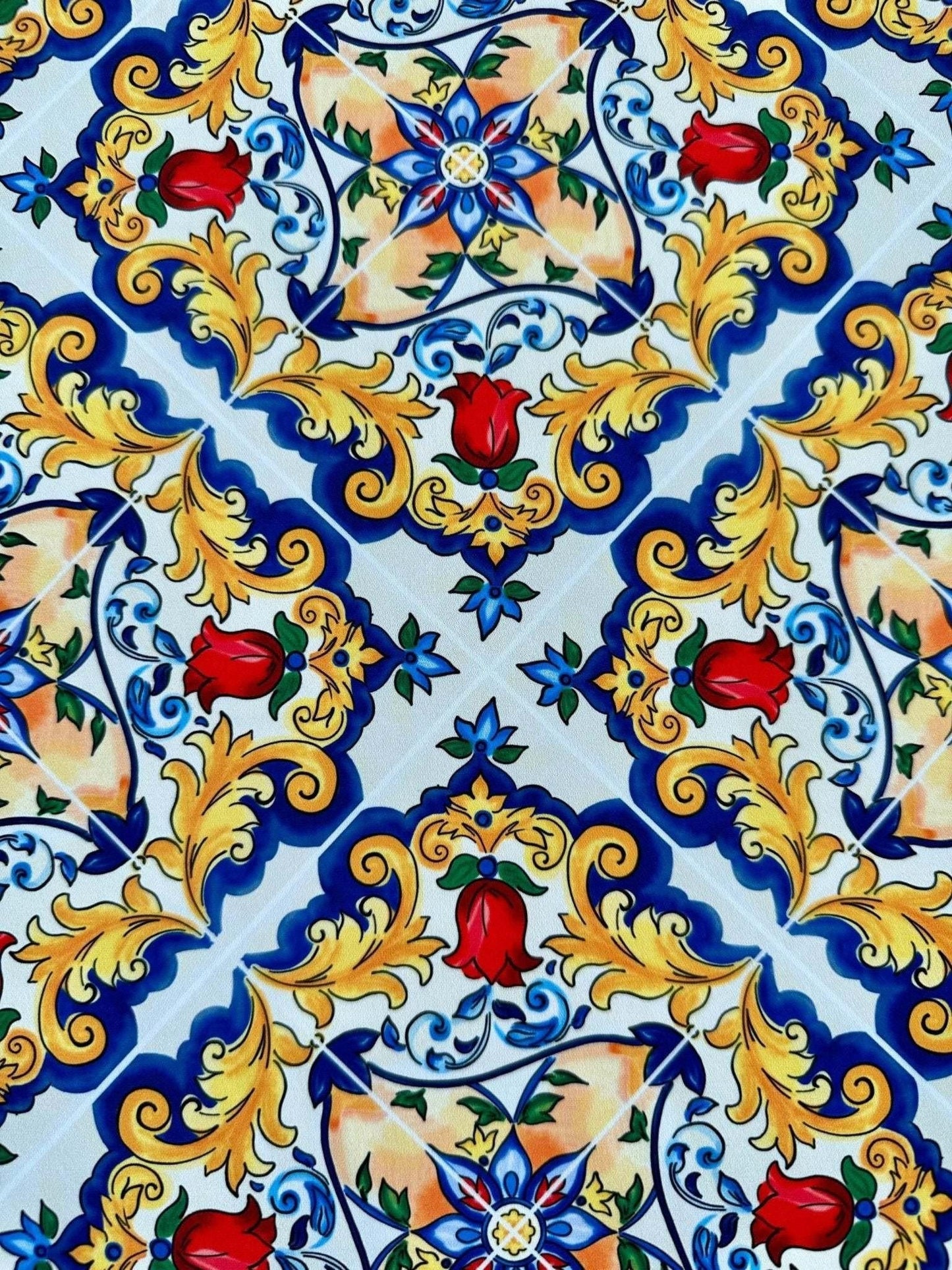 Majolica Pattern Fabric by the Metre