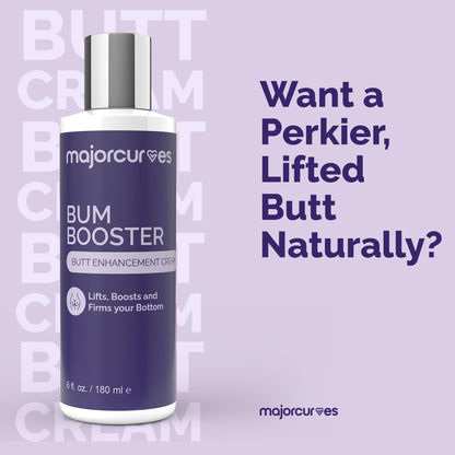 Major Curves Bum Booster Cream – Natural Butt Lift & Firming with LipidMaxx, Wild Yam & Aloe – 6 oz