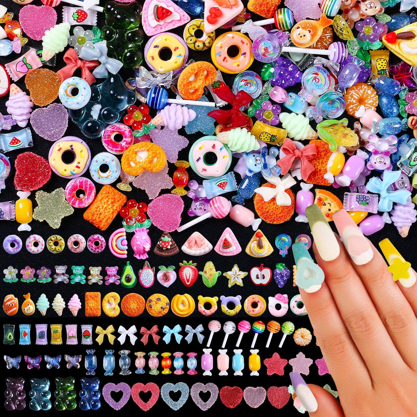 Major Dijit 3D Mix Nail Charms – 24 Colorful Styles for Creative Nail Art