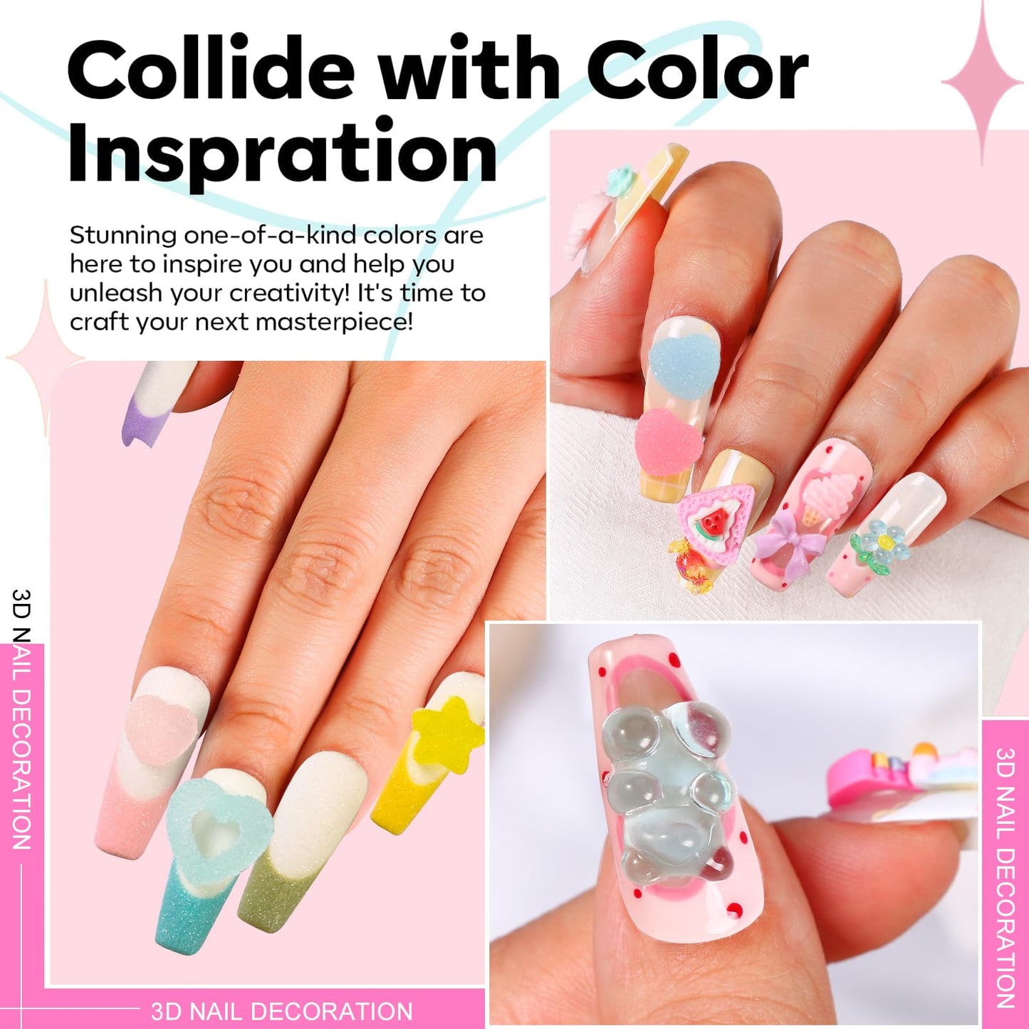 Major Dijit 3D Mix Nail Charms – 24 Colorful Styles for Creative Nail Art