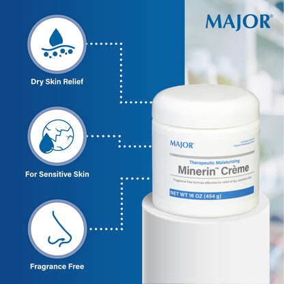 MAJOR Minerin Créme Therapeutic Moisturizing Body Cream - Fragrance-Free, 16 oz Pack of 2
