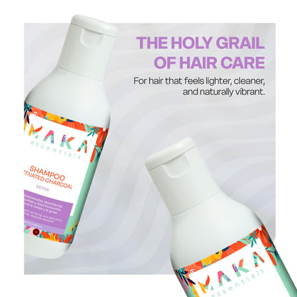 Maka Essentials Charcoal Shampoo for Oily Hair – Purifying, Deep Clean & Oil Control (16 oz)