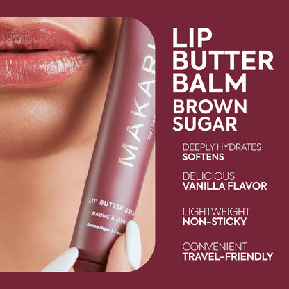 Makari Brown Sugar Lip Butter Balm (0.5 oz) – Lightweight Non-Sticky Lip Moisturizer