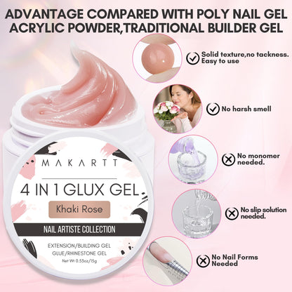 Makartt 3D Sculpting Gel Starter Kit – 4 Colors (Clear + 3 Nude), Floral Molds, Multi-Use Builder Gel