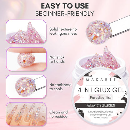 Makartt 3D Nail Gel Art Kit — 4 Colors for Extensions, Molds & 3D Nail Art