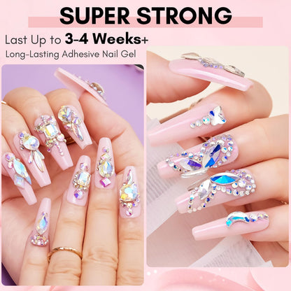 Makartt Nail Rhinestone Glue 60ml – Strong Gel Adhesive for Rhinestones, 3D Nail Art & Bling