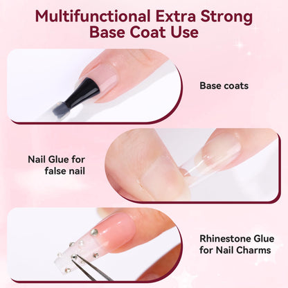 Makartt Base Coat Nail Polish 15ml – Extra Strong Gel Base Coat & Nail Glue for Small Nail Charms | Clear Foundation