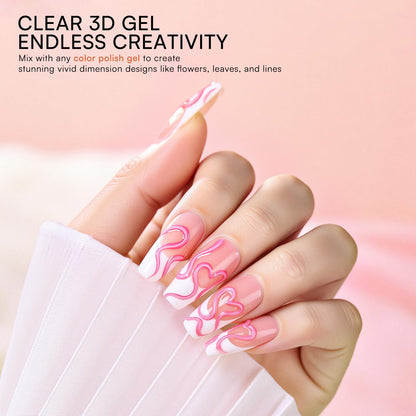 Makartt 3D Gel Nail Art & Chrome Powder Kit – Clear Sculpting Gels, No-Wipe 3D Gel, Gold & Silver Chrome