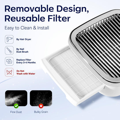 Makartt Nail Dust Collector 60W – Dual-Suction Nail Vacuum with Reusable Filter (Sylvie) | For Salon & Home