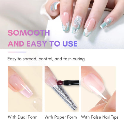 Makartt Poly Nail Gel Set – Milky White & Nude Pink, 50ML Each | Builder Gel for Extensions & Overlays | Long-Lasting Nail Art at Home
