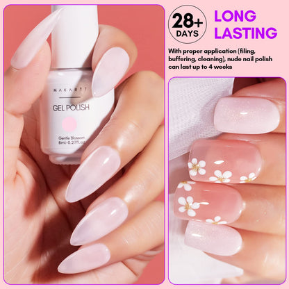 Makartt Gel Nail Polish Set – 6 Colors (8ml) Nude, Jelly Pink & Milky White for DIY Manicure