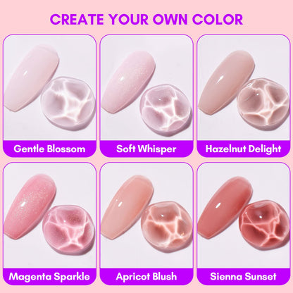 Makartt Gel Nail Polish Set – 6 Colors (8ml) Nude, Jelly Pink & Milky White for DIY Manicure
