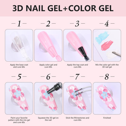 Makartt 3D Gel Nail Art Kit with Gold Chrome Powder – Clear Molding Gel & Mirror Powder Set