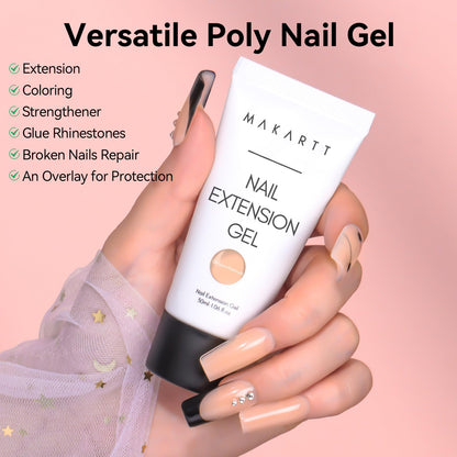 Makartt Hema-Free Poly Nail Gel Set – Nude & Dark Almond for Extensions (30ML x2)
