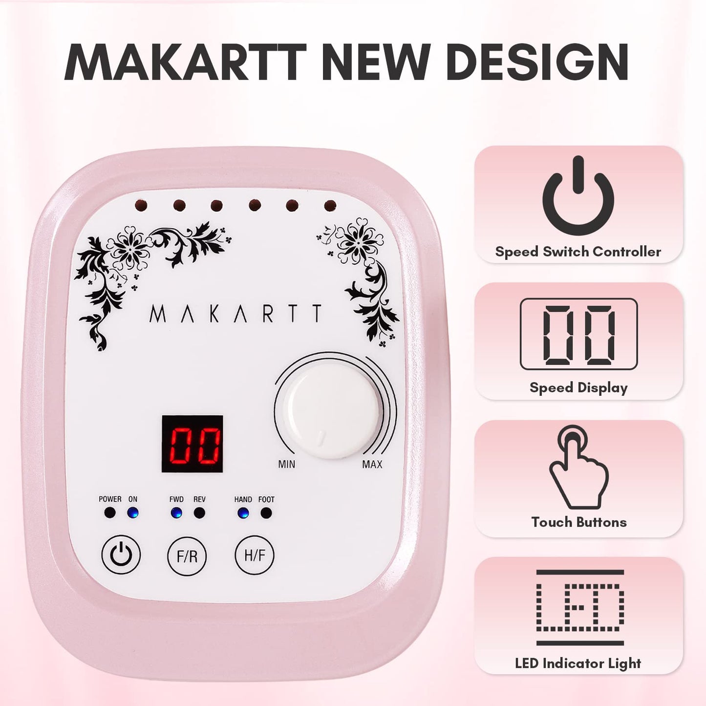 Makartt Nail Drill Genesie 35000RPM – LCD Nail Efile for Acrylic & Gel Removal