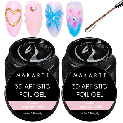 Makartt Nail Foil Glue - 3D Gel Nail Art Transfer Adhesive (2x8ml)